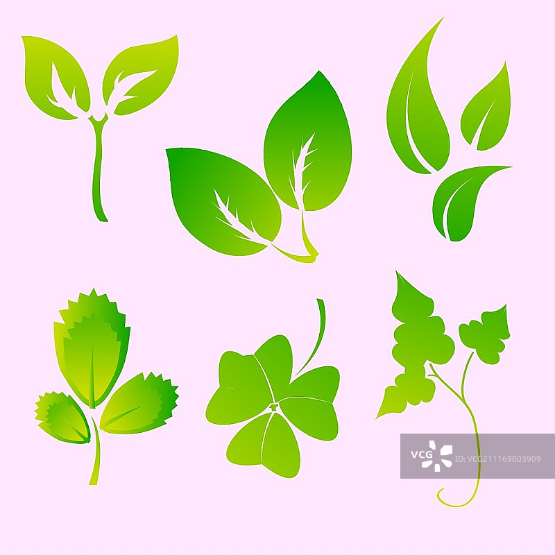 矢量插画：叶子剪影设计图片素材
