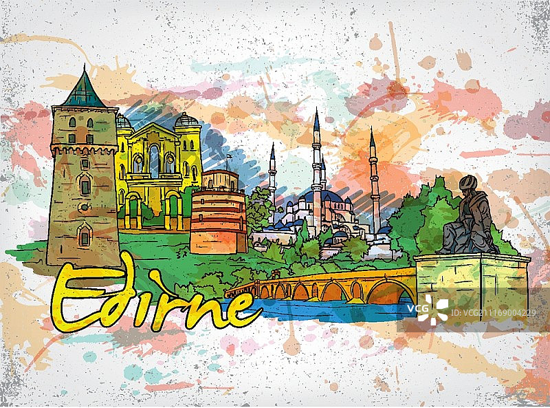 带有Grunge向量插图的埃迪尔内涂鸦图片素材