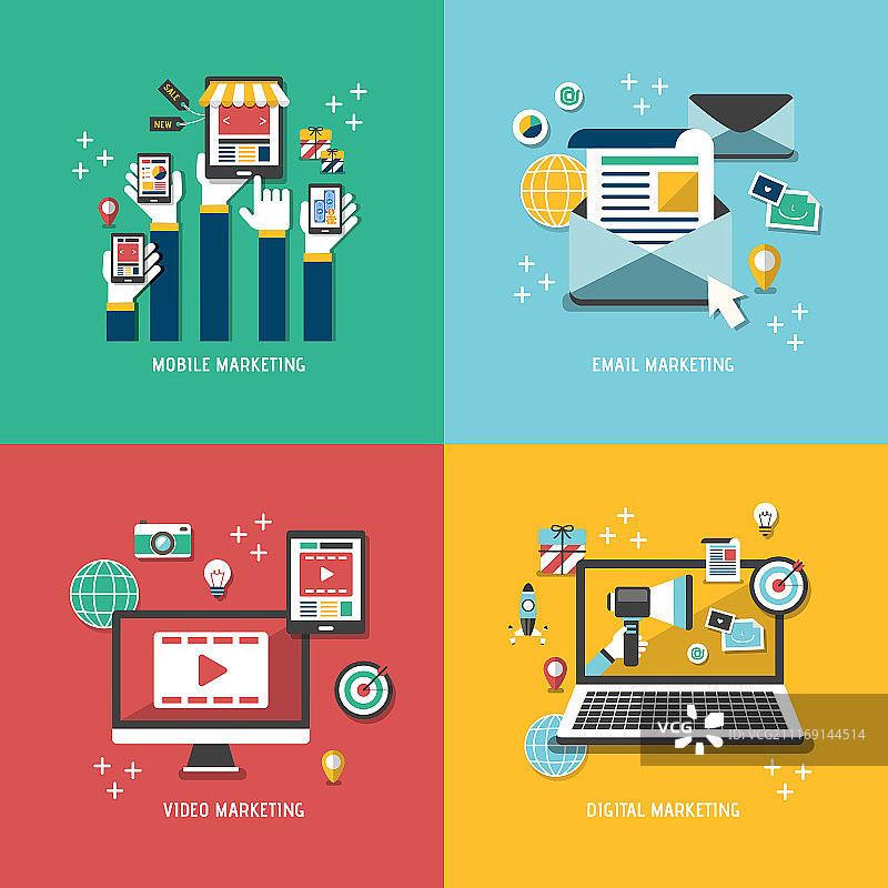 营销概念平面插图素材设计集合图片素材