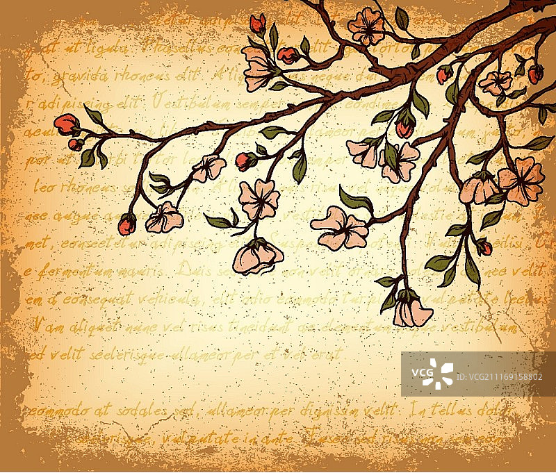 Grunge花卉背景矢量插图图片素材