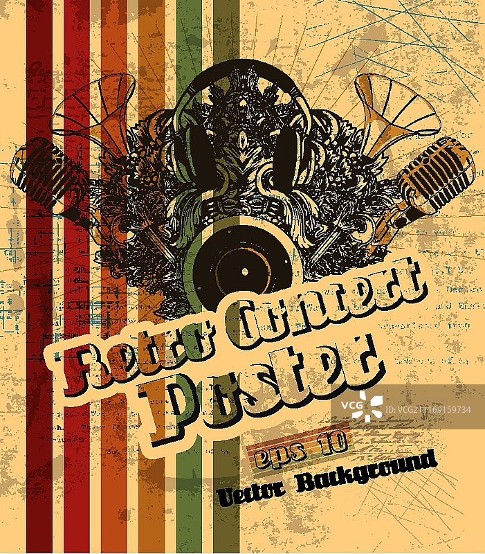 复古音乐会海报矢量图图片素材