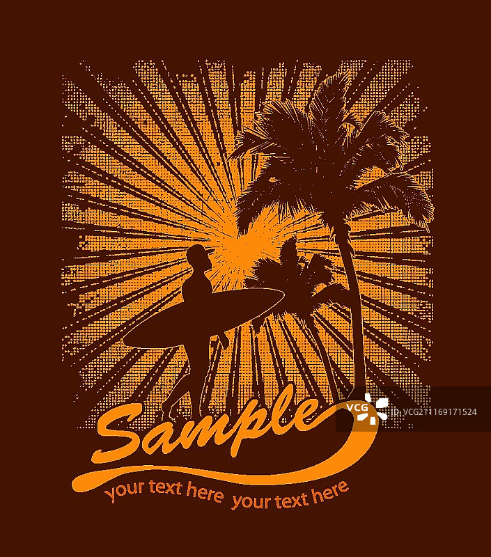 矢量夏季冲浪者T恤设计图片素材