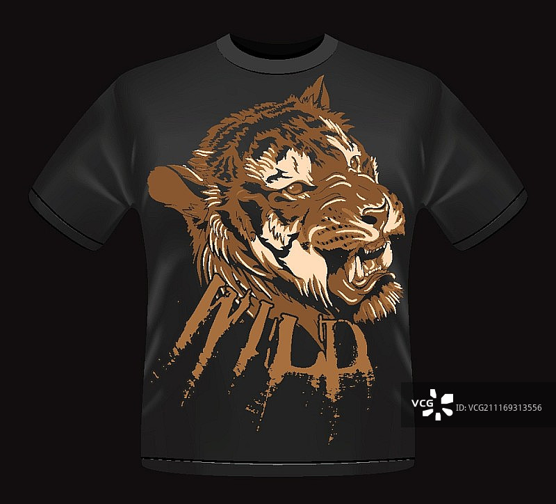 老虎复古T恤设计矢量素材图片素材