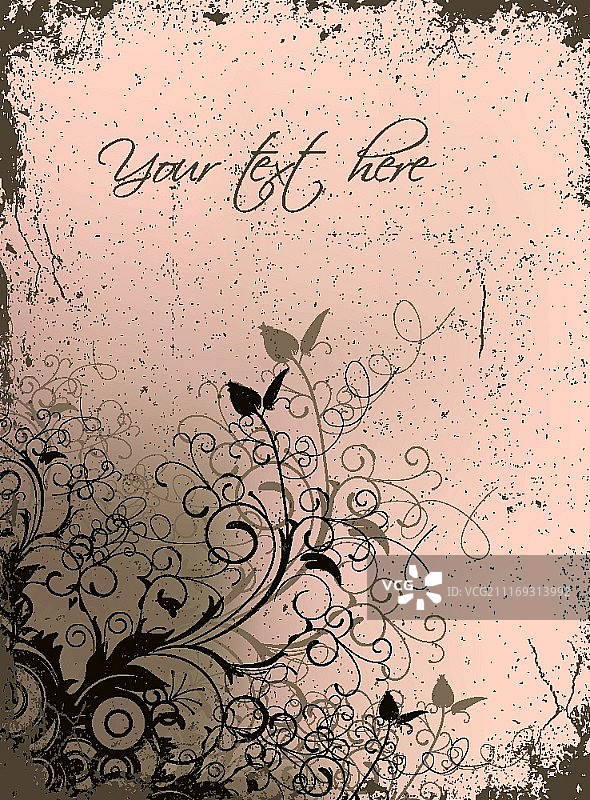 带纹理的矢量花卉背景图片素材