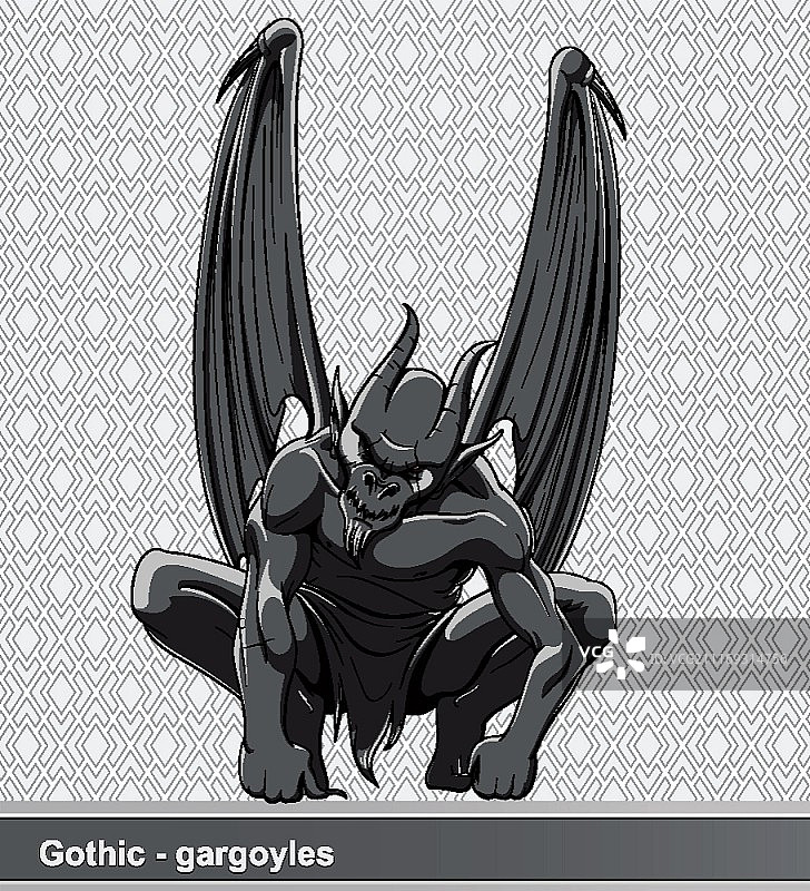 哥特式滴水嘴兽矢量插图图片素材