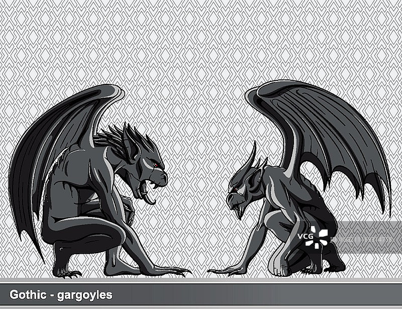 哥特式滴水嘴兽矢量图图片素材