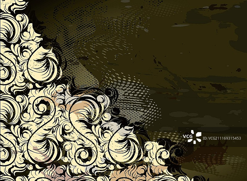 Grunge花卉背景矢量插图图片素材