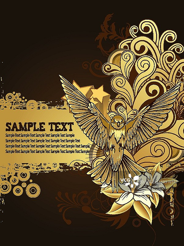 带花卉背景的蜂鸟矢量图图片素材