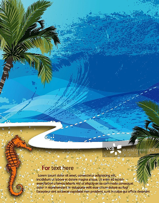 海马矢量夏季背景图片素材