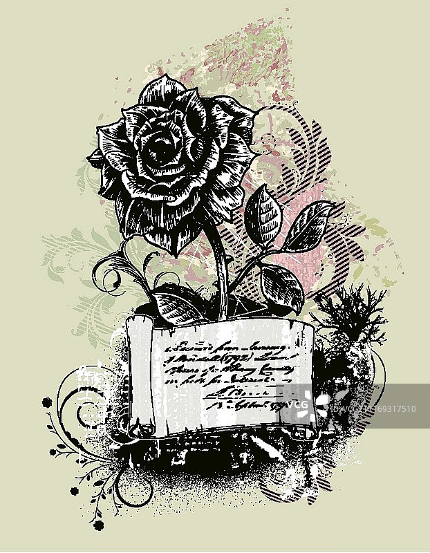 玫瑰复古背景矢量素材图片素材