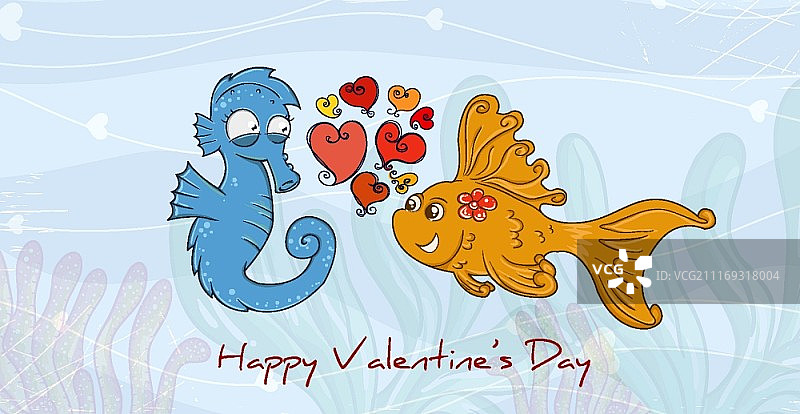 矢量情人节海洋生物背景图片素材