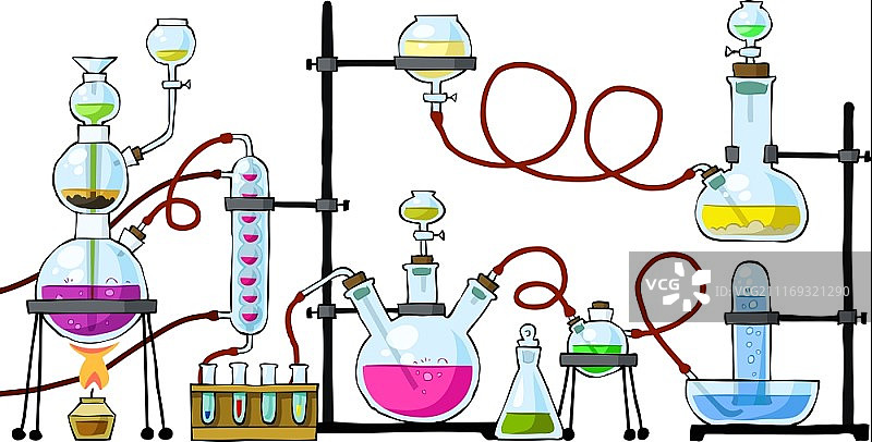 白色背景上的化学实验室矢量图图片素材