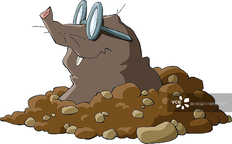 戴眼镜的鼹鼠和洞穴矢量图图片素材