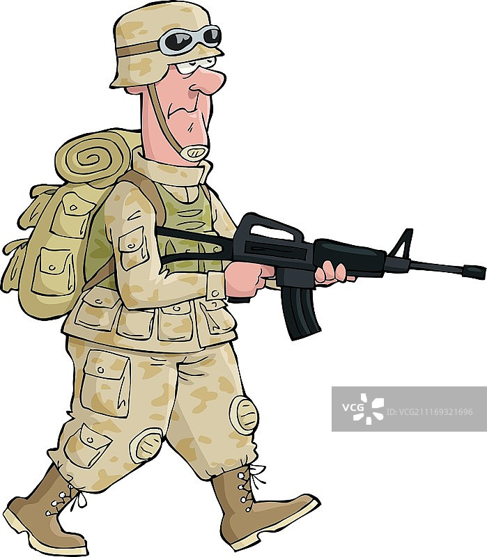 孤立背景下的士兵矢量插画图片素材