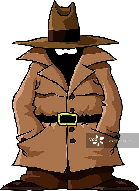 白色背景上的间谍，矢量插图图片素材