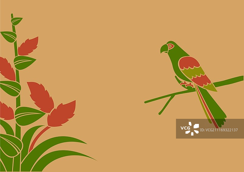 树枝上的鹦鹉矢量插画图片素材