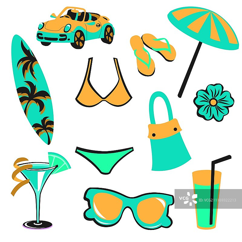 夏季时尚女性配饰矢量插画图片素材