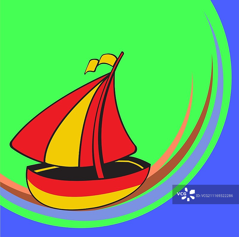 卡通帆船交通工具矢量插画图片素材
