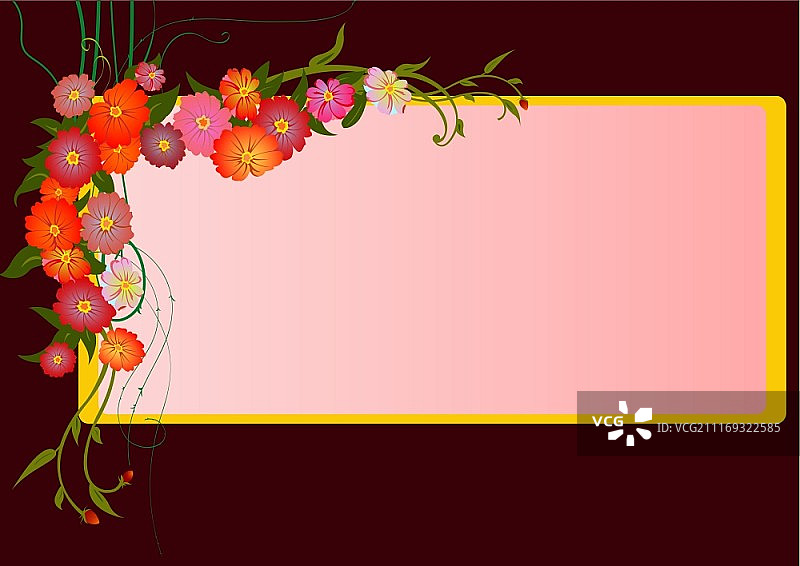 优雅的抽象花卉框架矢量图图片素材