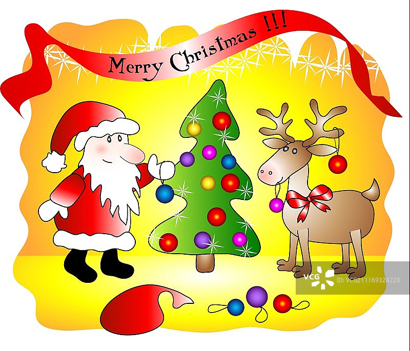圣诞老人装饰圣诞树图片素材