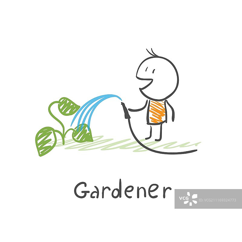 园丁浇水图片素材