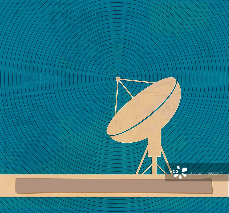 雷达翻译。卫星天线碟。复古海报图片素材
