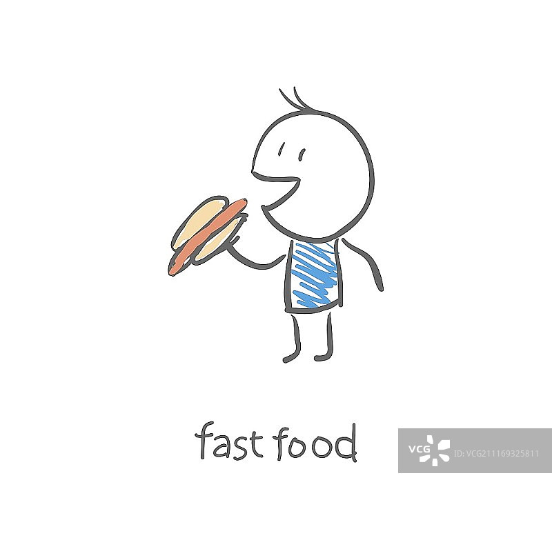 男人吃热狗图片素材