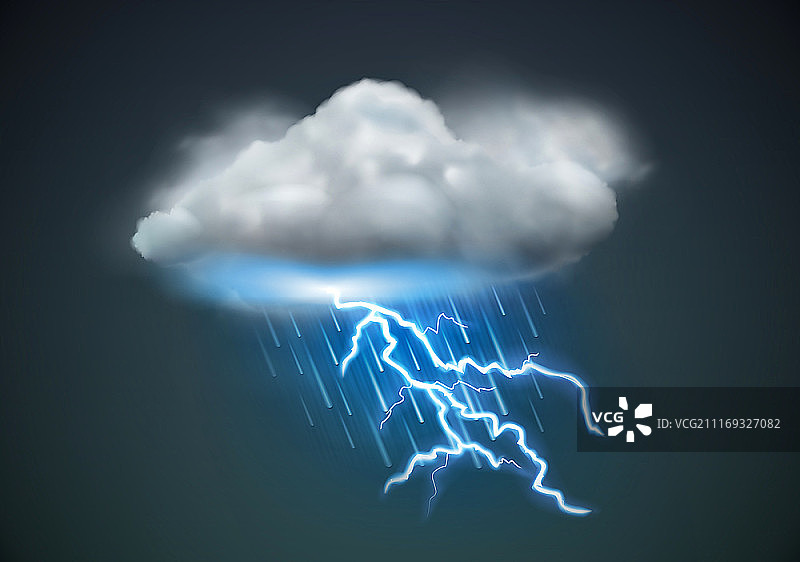 乌云暴雨闪电天气图标矢量图图片素材