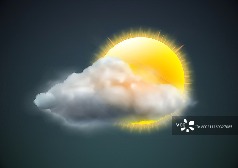 云中太阳天气图标矢量插画图片素材