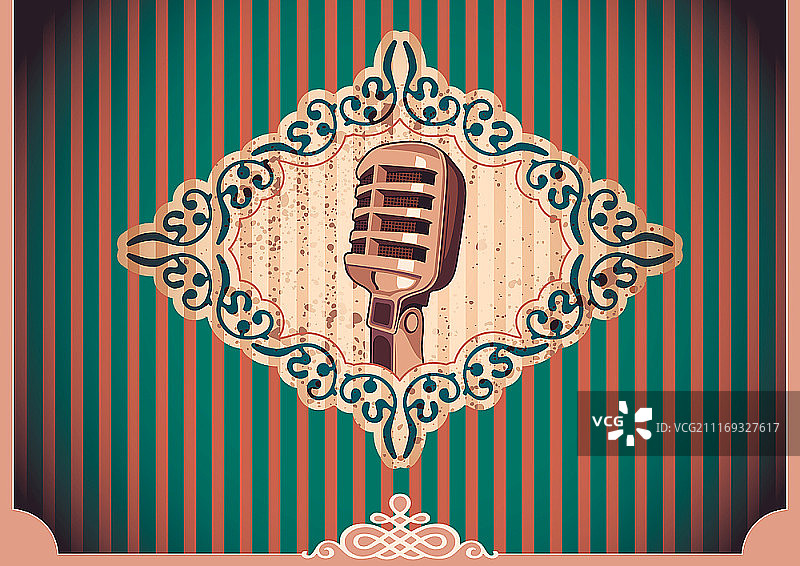 麦克风复古海报图片素材