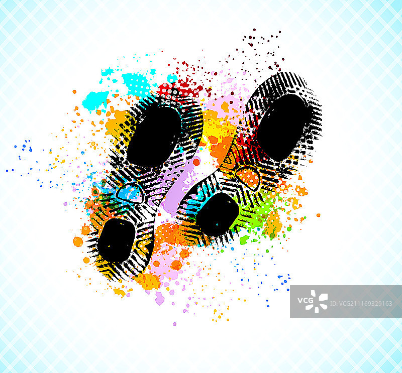 带有鞋底的复古抽象背景图片素材