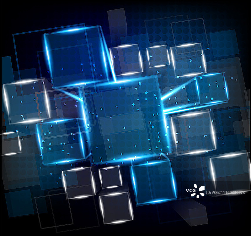 具有立方体和灯光的深蓝色背景图片素材