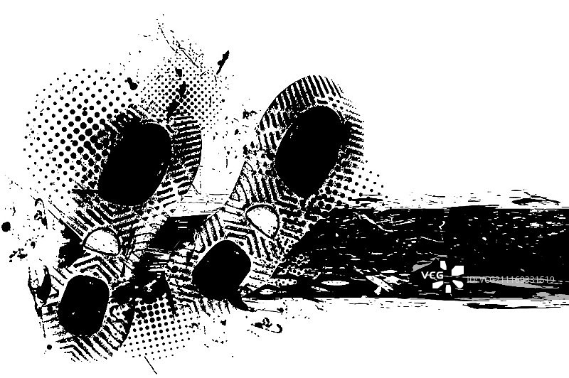 带有黑色脚印的白色Grunge背景图片素材