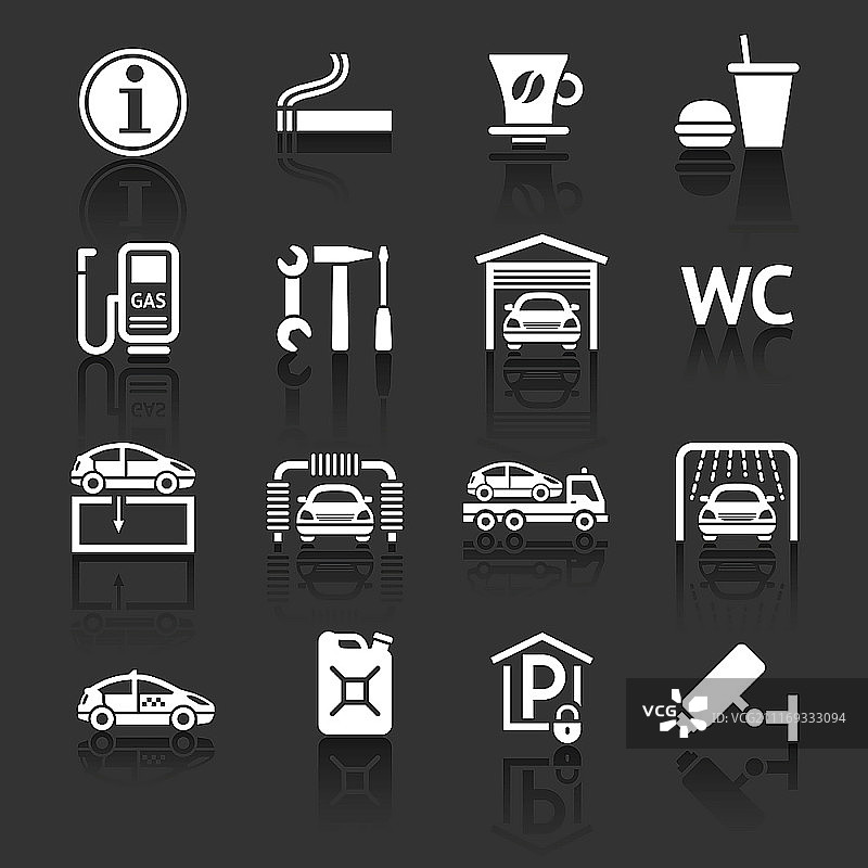 汽车服务图示合集：加油站、路边服务图片素材