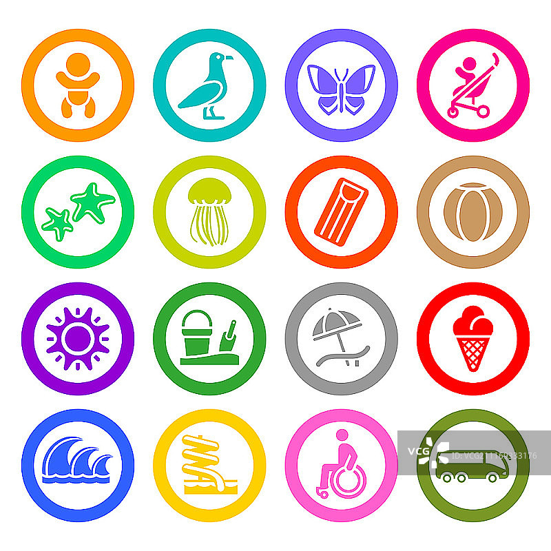 旅游休闲度假图标集图片素材