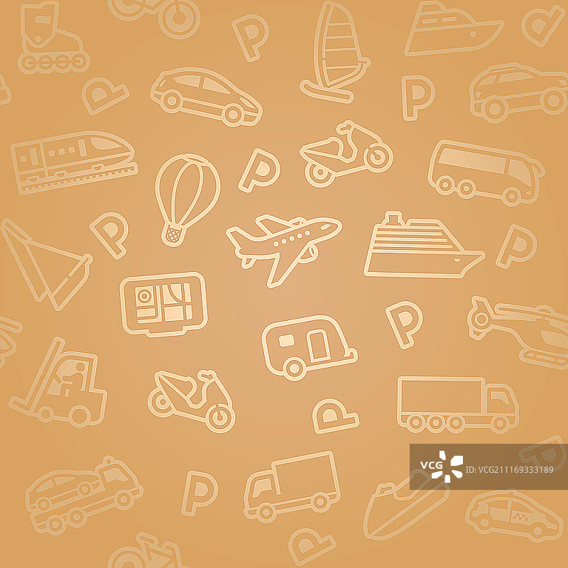金色交通工具图标无缝背景图片素材