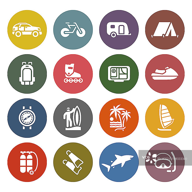 度假、休闲和旅行图标集图片素材