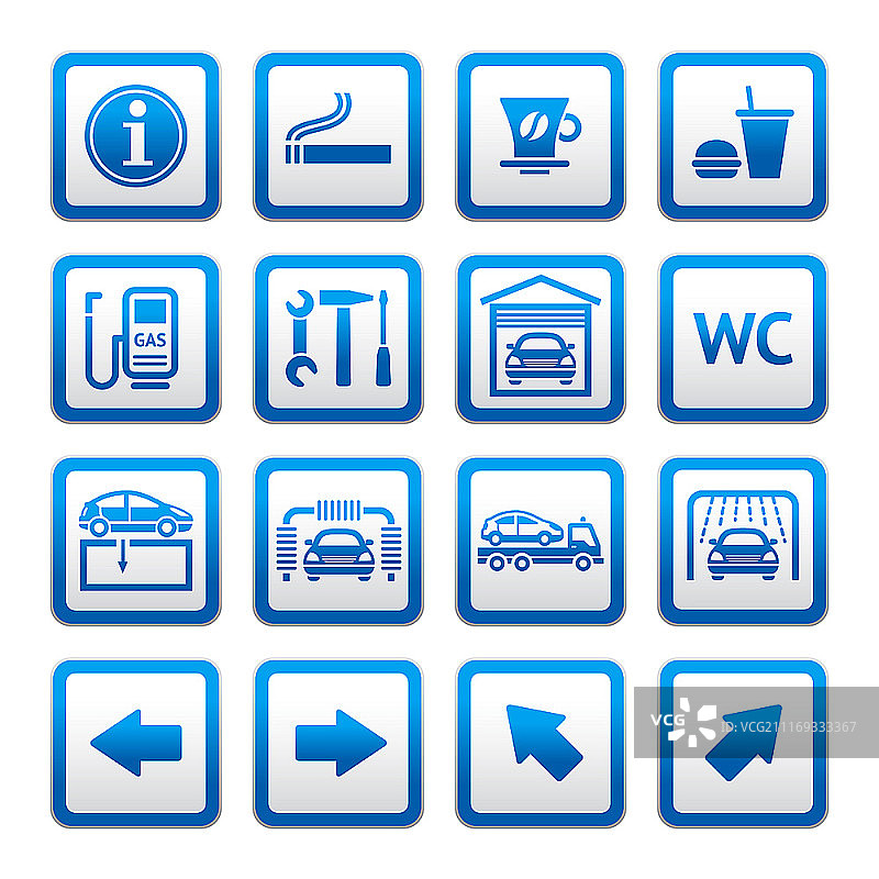 汽车服务、加油站图标符号合集图片素材