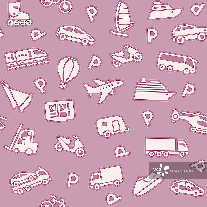 交通工具图标无缝背景，包装纸图片素材