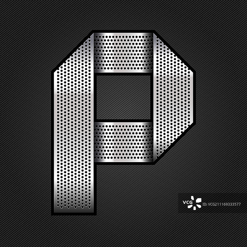 金属铬带字母P图片素材