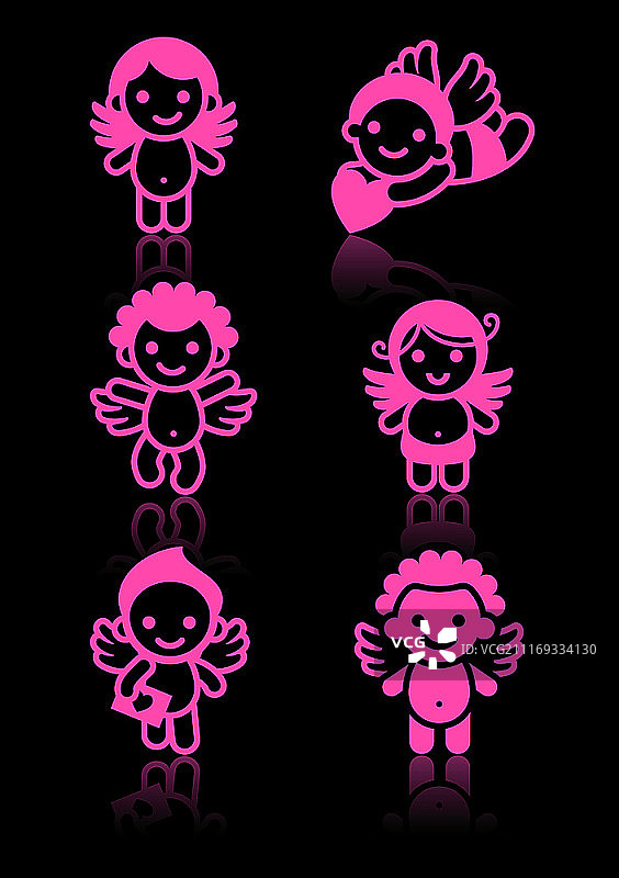 黑色背景上的粉色丘比特套装图片素材