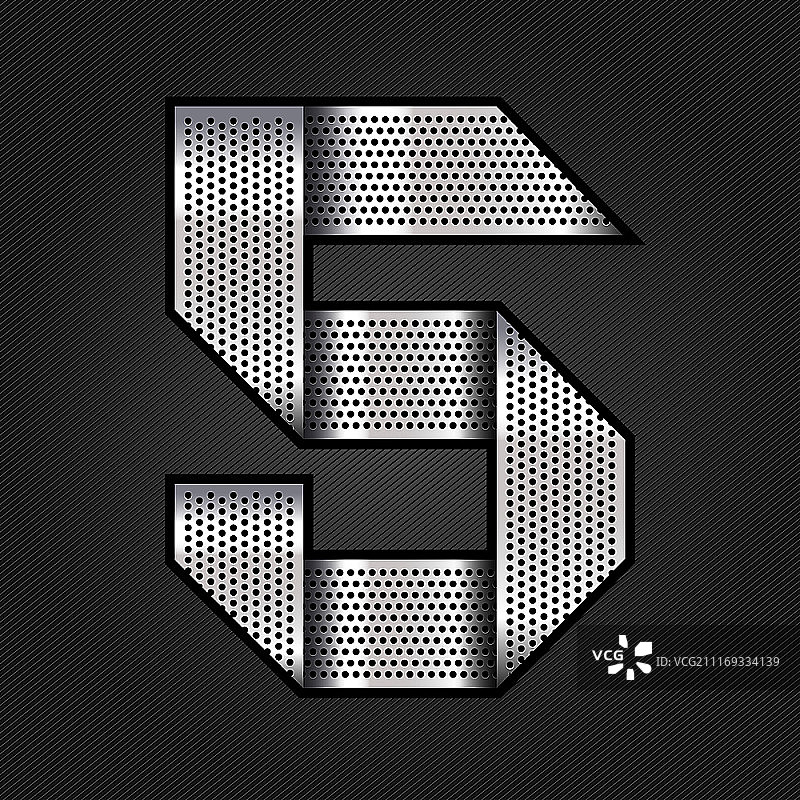 金属铬色带数字5图片素材