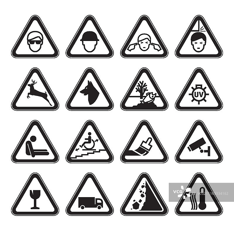 黑色安全警告标志套装图片素材