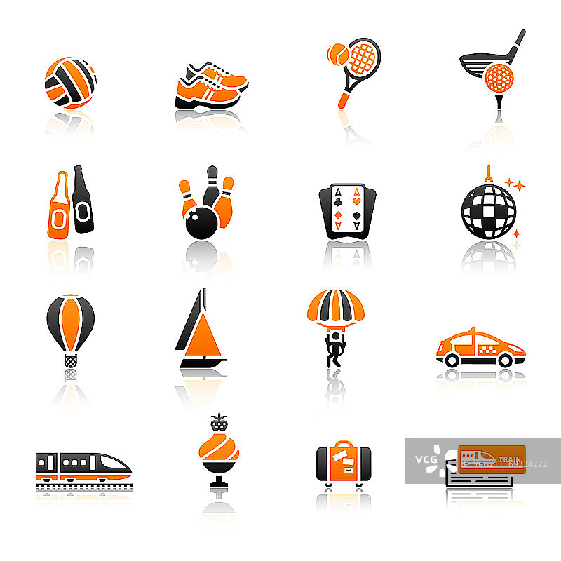 休闲、度假和旅行图标集图片素材