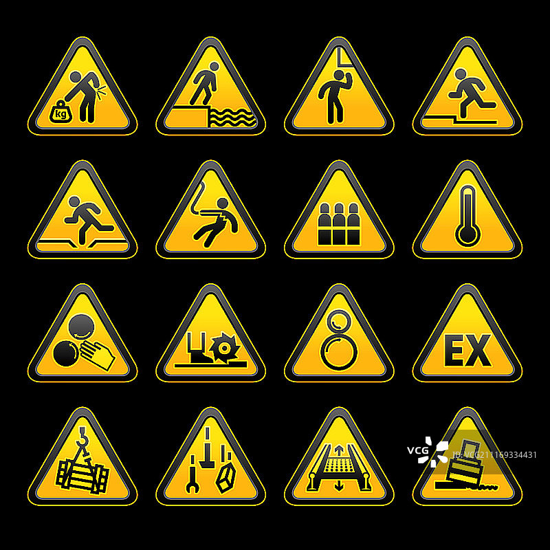 三角形警告标志和危险标志图片素材