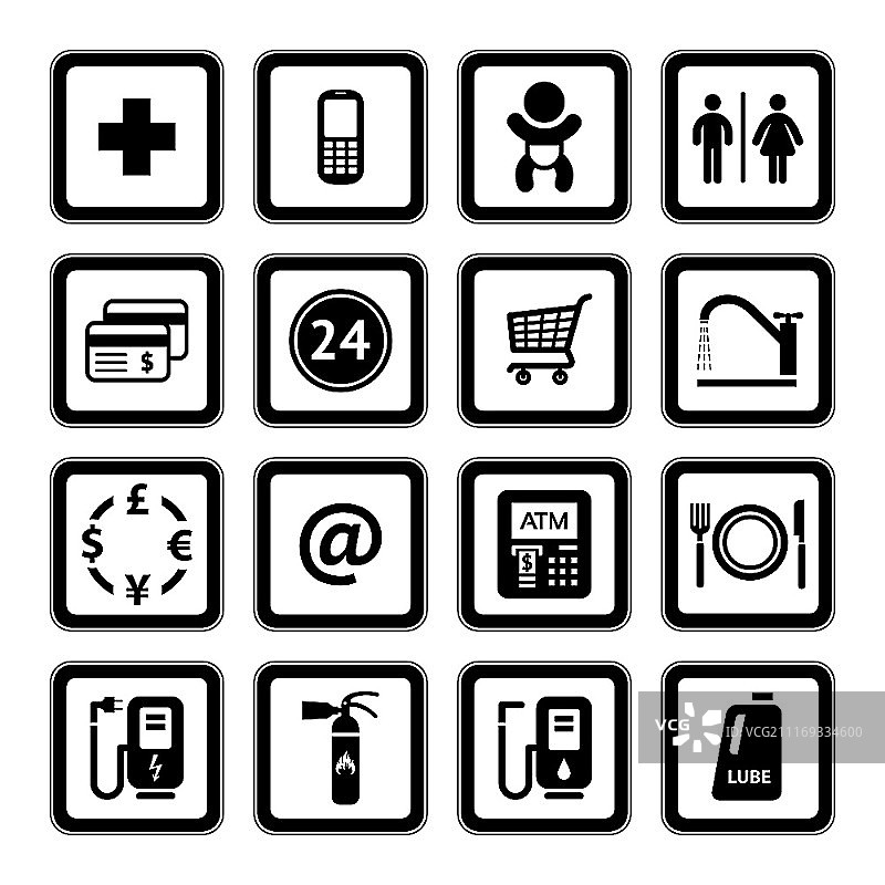 加油站汽车服务标志黑色图片素材