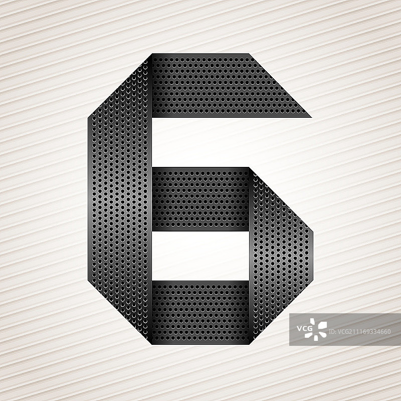 金属丝带数字6图片素材