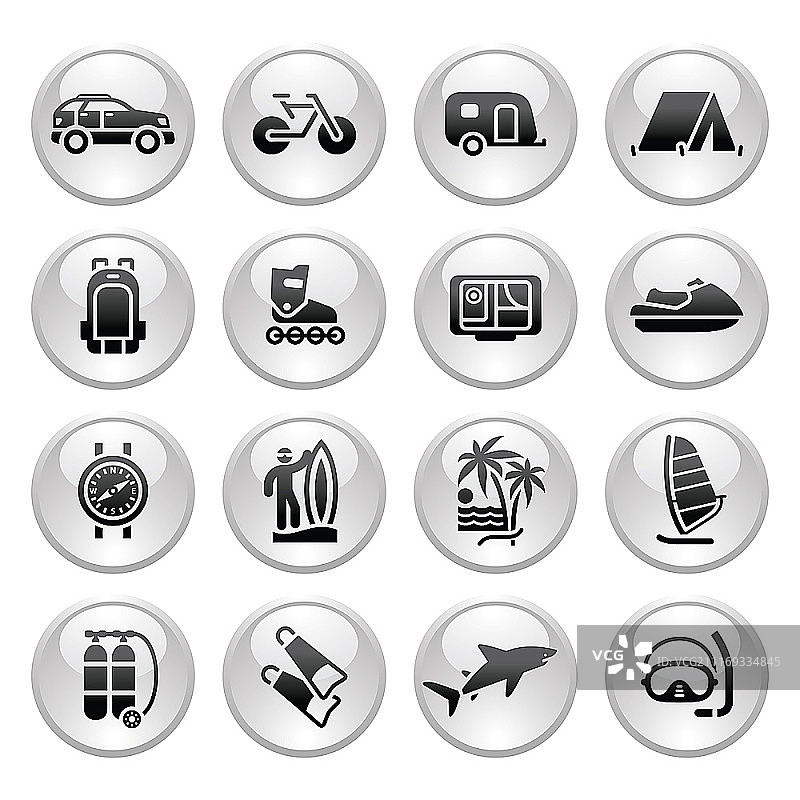 度假、休闲和旅行图标集图片素材