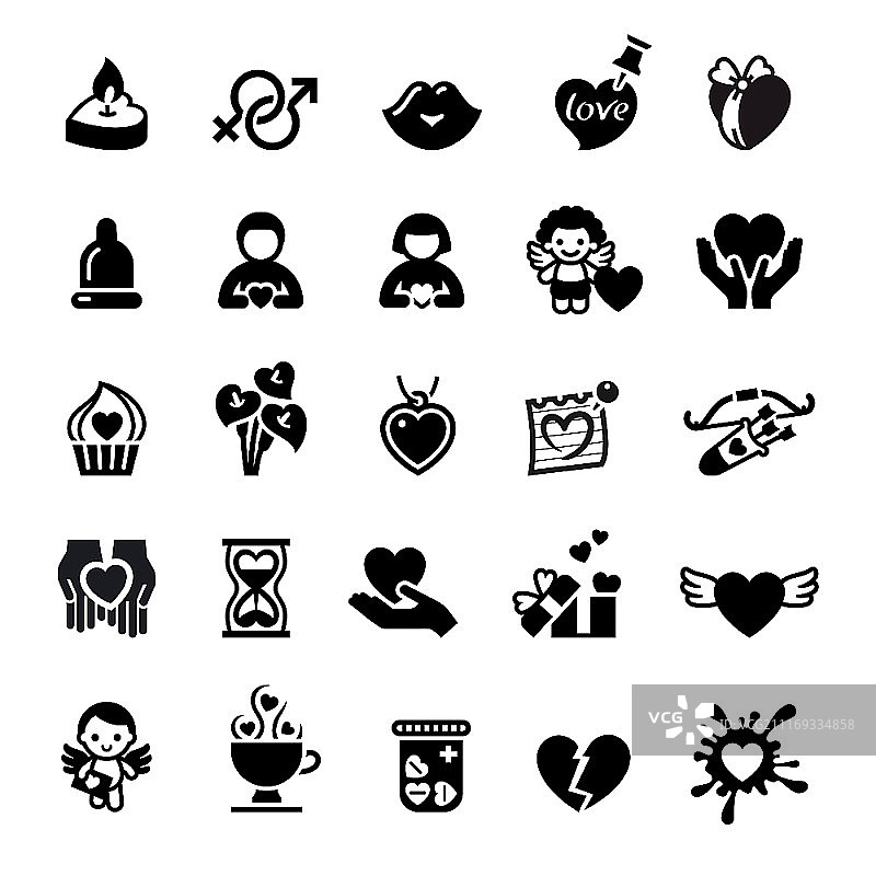 情人节图标，浪漫爱情标志图片素材
