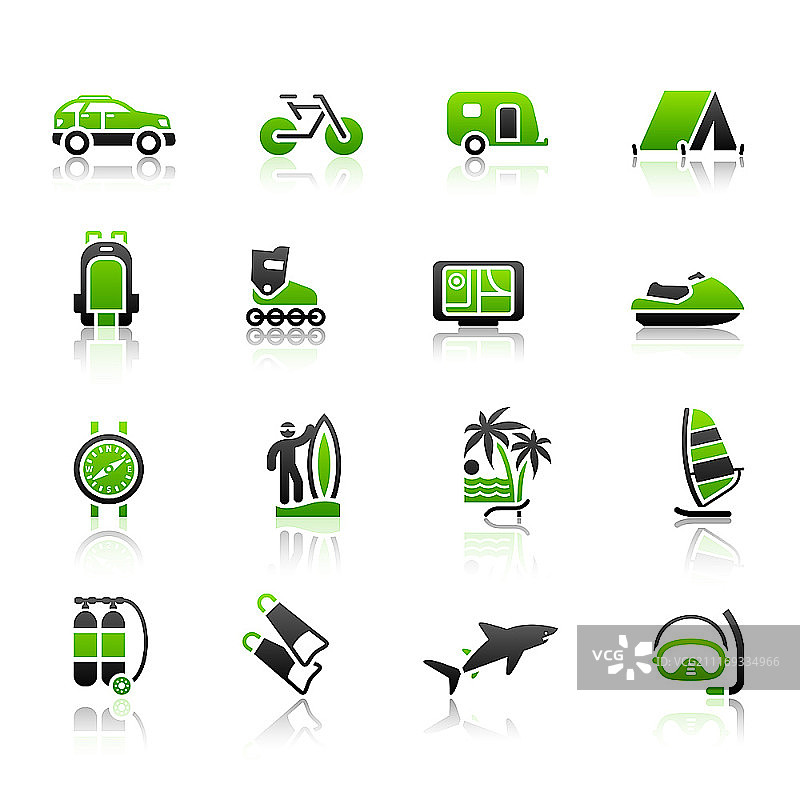 度假、休闲和旅行图标集图片素材